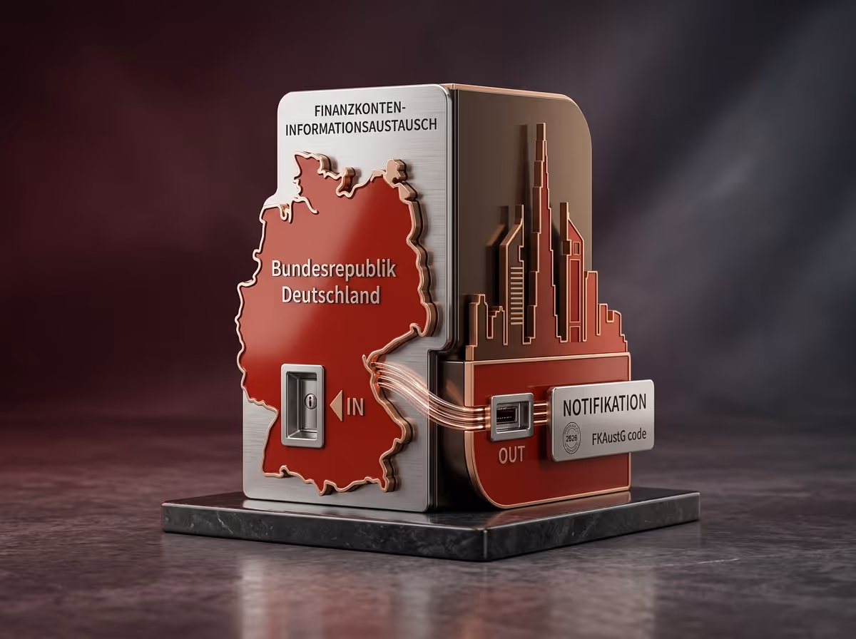 A 3D metal model represents Germany's map and a city skyline, connected by glowing lines, on a dark surface.